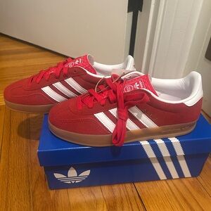 adidas Red & White Suede Classic Low-Top Sneakers